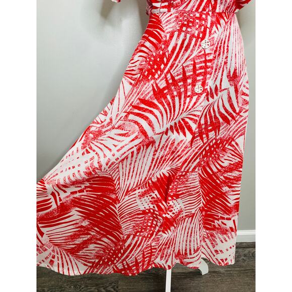 Vintage 80s Floral A-Line Midi Dress Women Size Small Button Up Pockets Femme - Picture 8 of 9